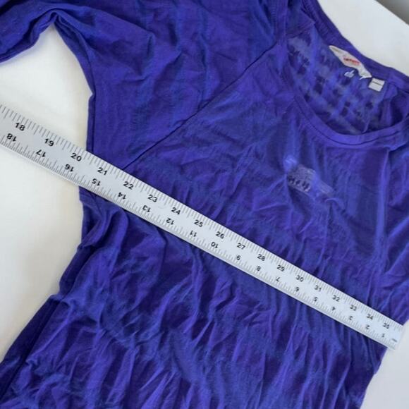 Athleta Top Women X Small Purple Shiva Sheer Striped Crew Neck Tee - Picture 7 of 8